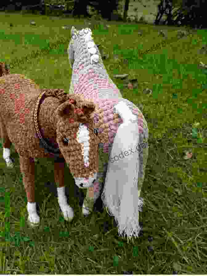 A Beautifully Crocheted Horse With A Flowing Mane And Tail, Presented On A Wooden Surface. Crochet Horses Ponies: 10 Adorable Projects For Horse Lovers (Crochet Kits)