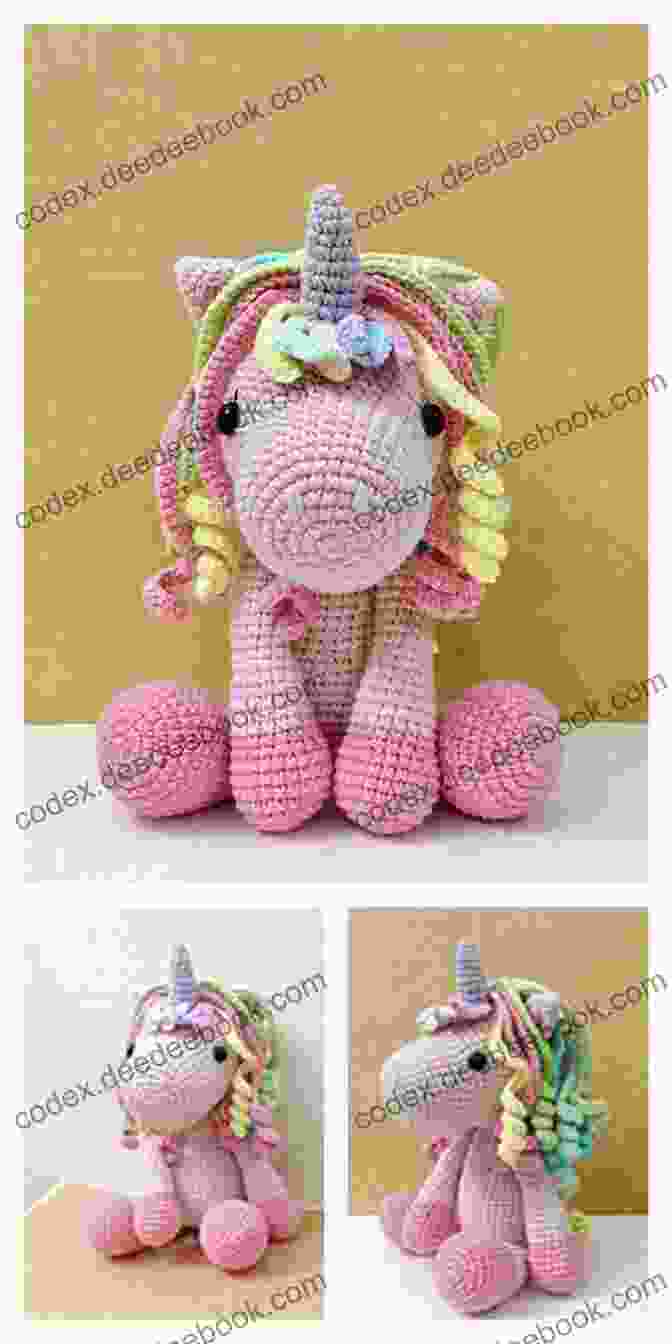 A Beautifully Crocheted Unicorn Amigurumi, Displayed On A Soft Blanket, Exuding Its Magical Aura And Captivating Details. Crochet Horses Ponies: 10 Adorable Projects For Horse Lovers (Crochet Kits)