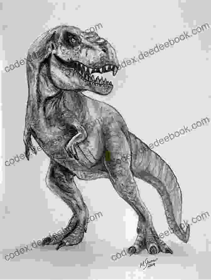 A Detailed Pencil Sketch Of A Tyrannosaurus Rex, Showcasing Its Powerful Stance And Intricate Details Draw A Saurus: Everything You Need To Know To Draw Your Favorite Dinosaurs