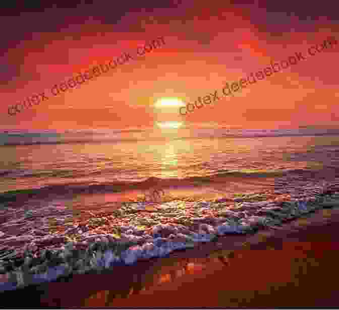 A Vintage Photograph Of A Beautiful Sunset Over The Seaside. Time Tunnel At The Seaside