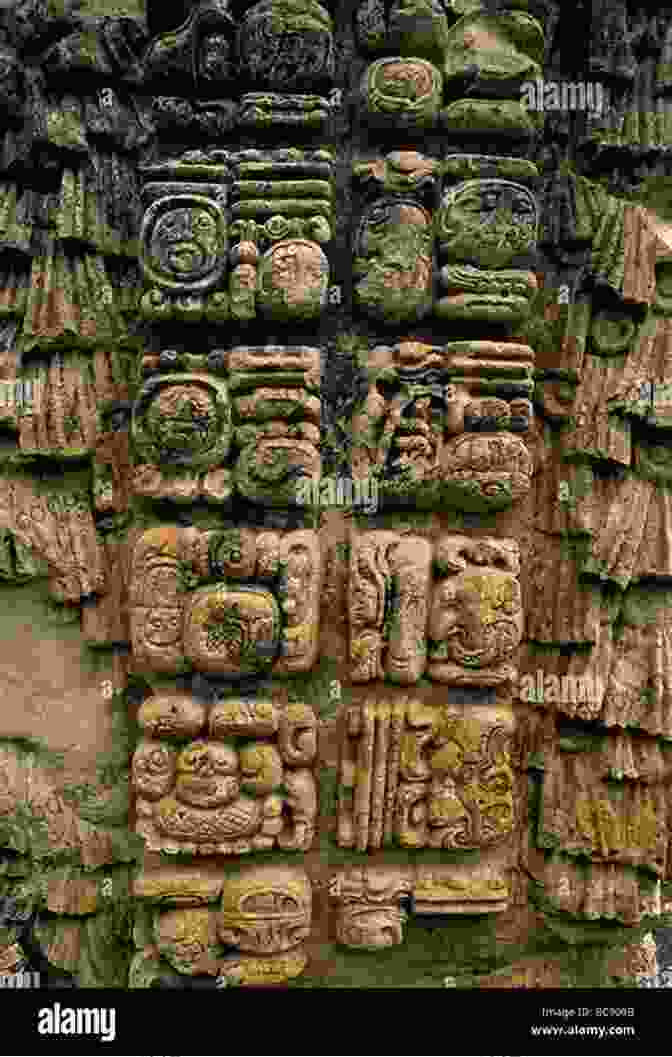 Intricate Stone Carving Depicting A Maya Scribe Diligently Inscribing Glyphs On A Stela The Maya Mystery (Museum Adventures 1)
